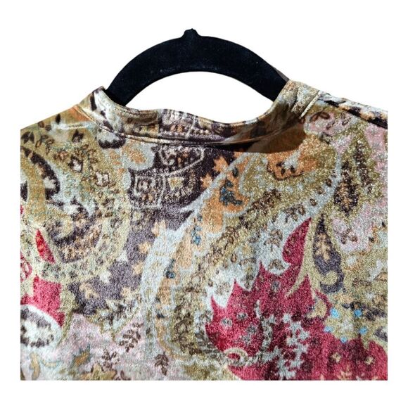 SOFT SURROUNDINGS Velvet Paisley Button Down Shirt - Size Petite Large - Picture 5 of 7